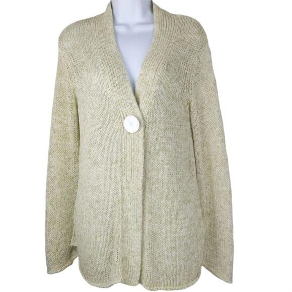 Tweeds Women's cardigan sweater Yellow open knit long sleeve size L - Picture 1 of 7